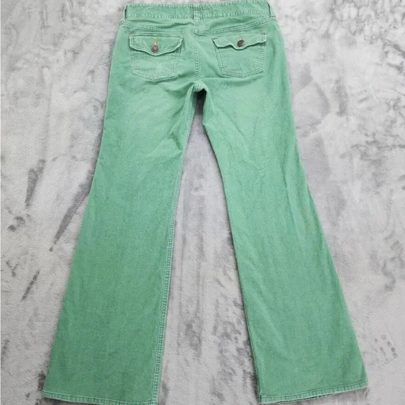 Vintage Y2K Old Navy Pants Womens 10 Green Corduroy Low Waist Flare Leg Preppy - Picture 2 of 14